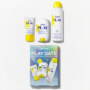 Supergoop! PLAY Date Pool & Sport SPF Kit - 3-Piece Water & Sweat Resistant Sunscreen Set with Lotion, Stick & Mist, Broad Spectrum SPF 50